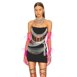 NEW Revolve NBD Amiah Mini Dress in Silver Black / XS